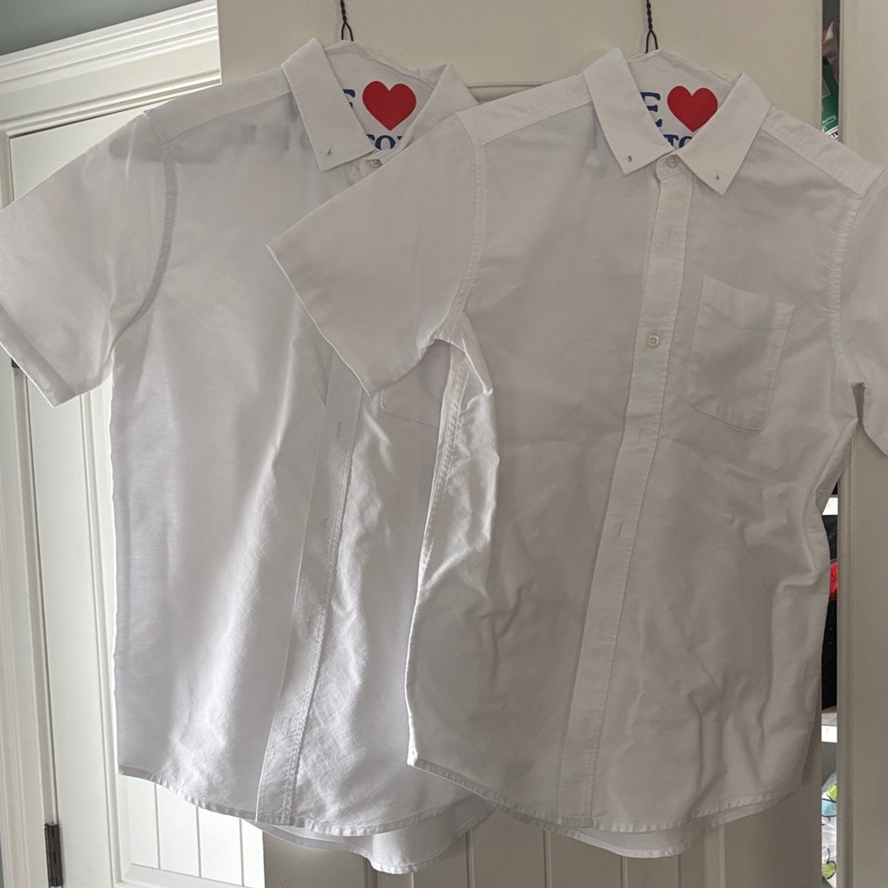 White Short Sleeve Button-Up Shirt